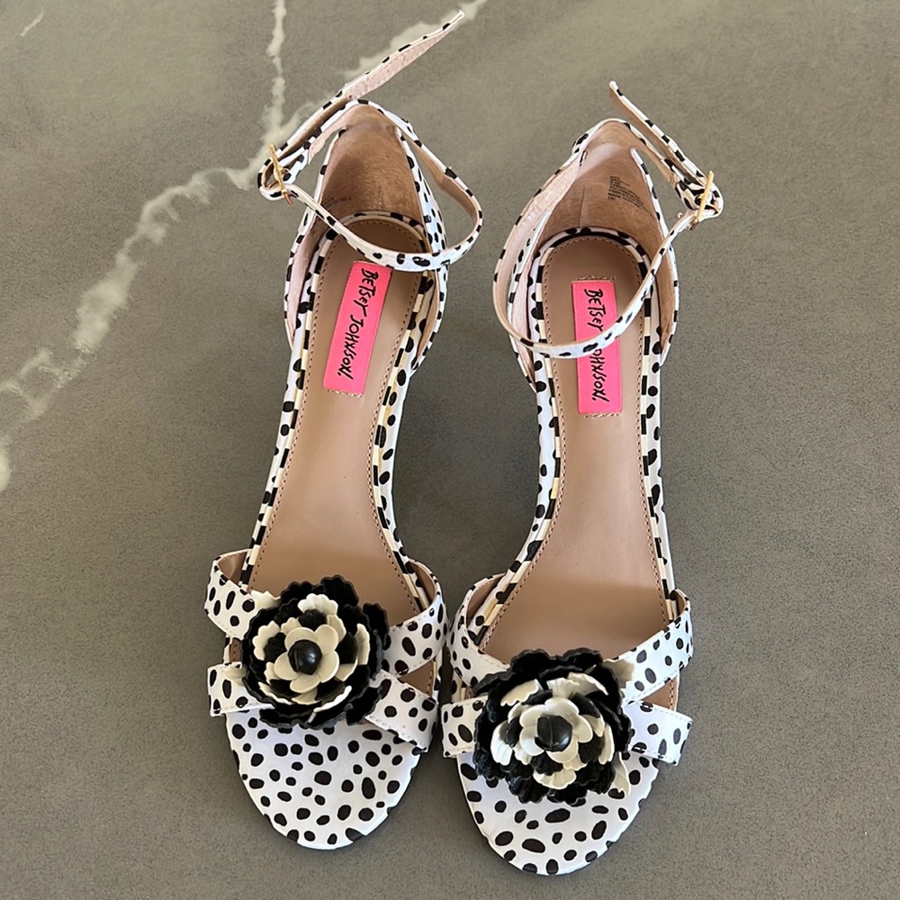 Betsey Johnson Black and White Polka Dot Heels